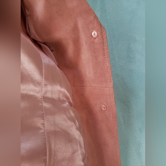 Coral/pink Peach Suede Chadwicks of Boston Classic Lined Blazer 10 petite - Picture 10 of 16